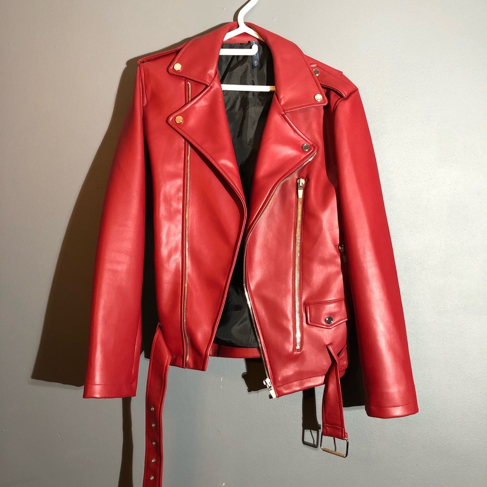 Zara Faux Red Leather Jacket